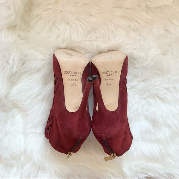 *SOLD* JIMMY CHOO Logo Dane Open Toe Caged Suede Booties - Picture 11 of 12